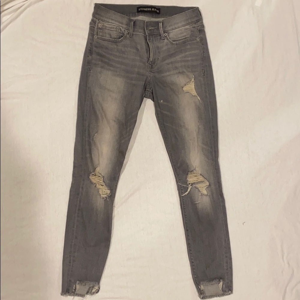 Express Performance Legging Mid Rise Jeans Grey 4 - Picture 2 of 7
